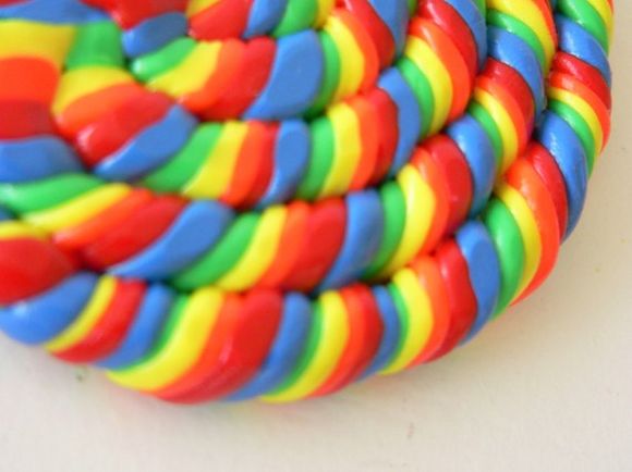 zoom on rainbow lolipop candy