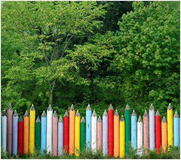pencil fence rainbow collors