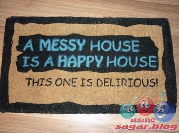 a messy house is a happy house doormat