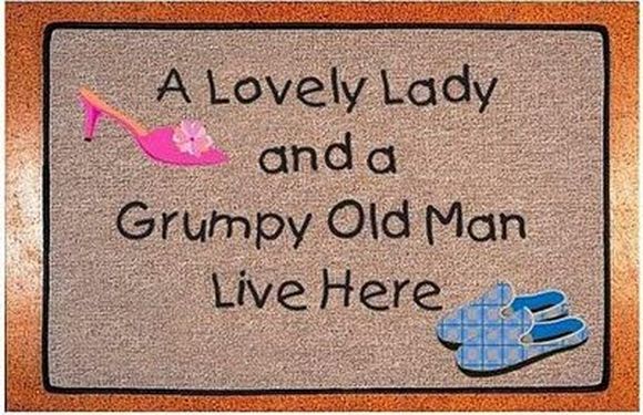 a lovely lady and a grumpy old man live here doormat