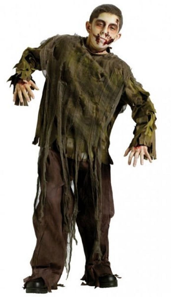 kid in zombie halloween costume 
