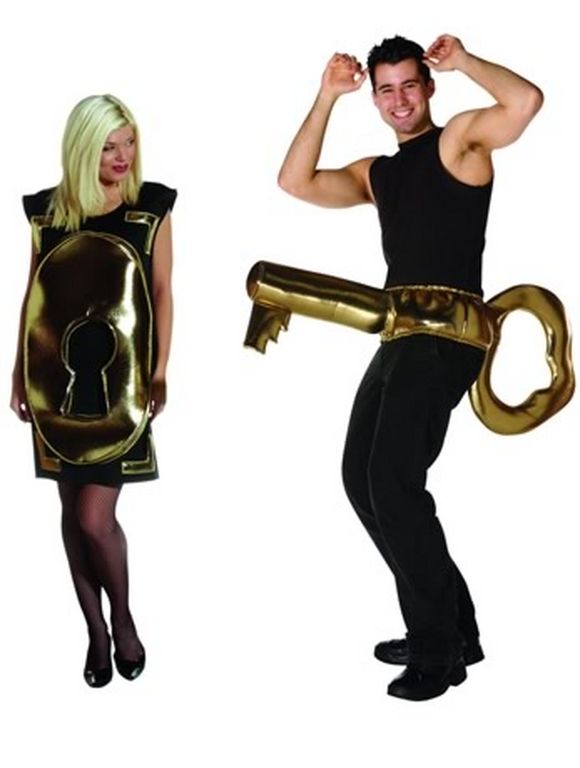 couples halloween costume locker for lady and key for man 