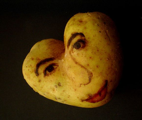 heart shaped potato human portrait