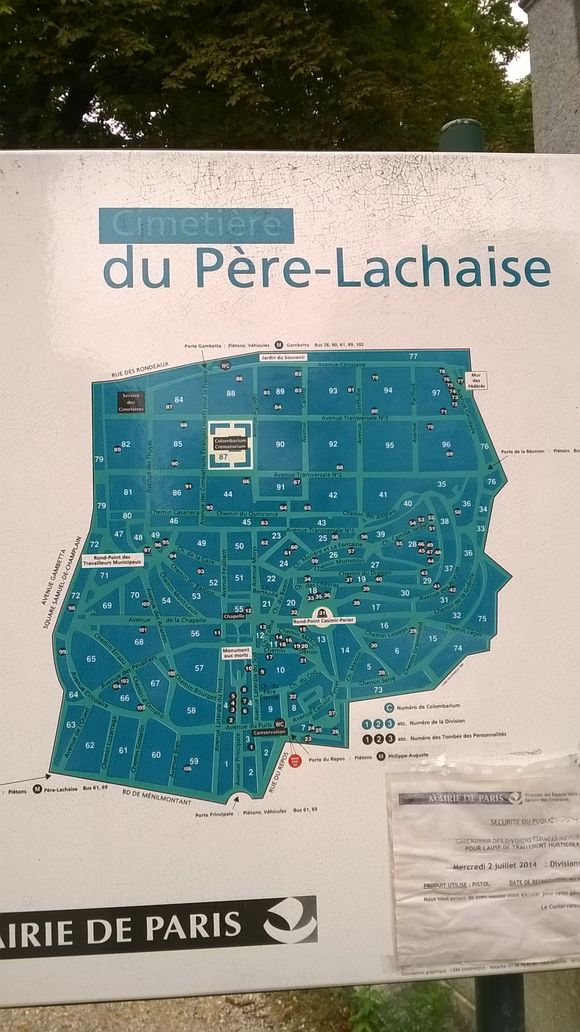 Pere Lachaise cemetery map