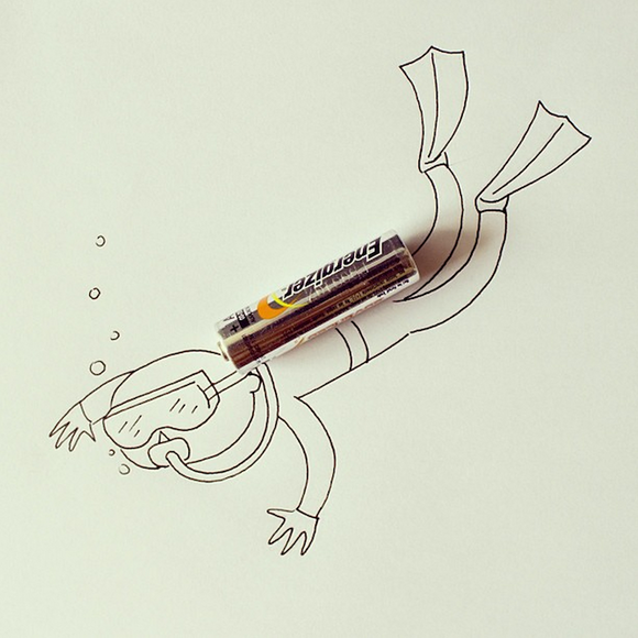 underwater diving illustration 