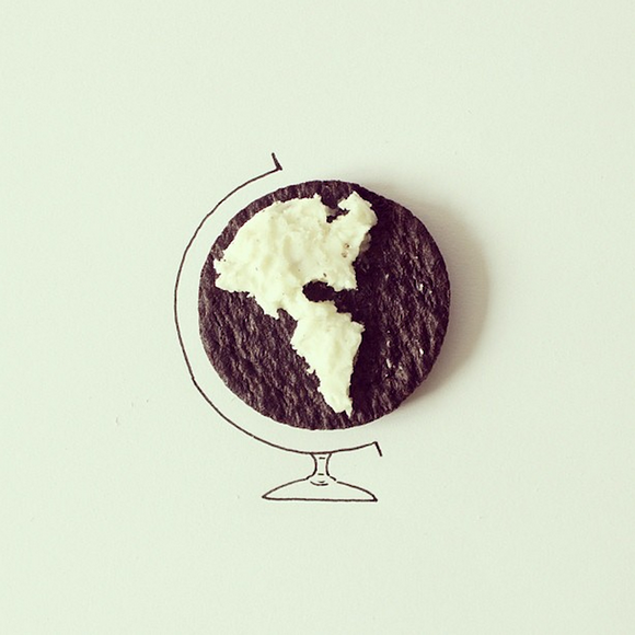 Illustrations merge with everyday objects 