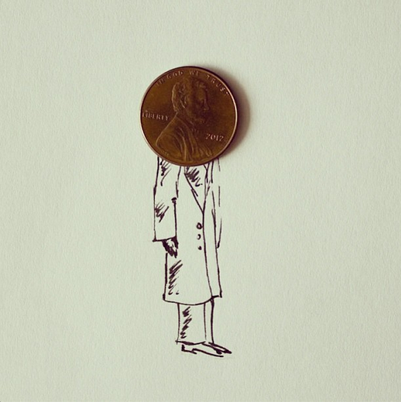 Illustrations merge with everyday objects 