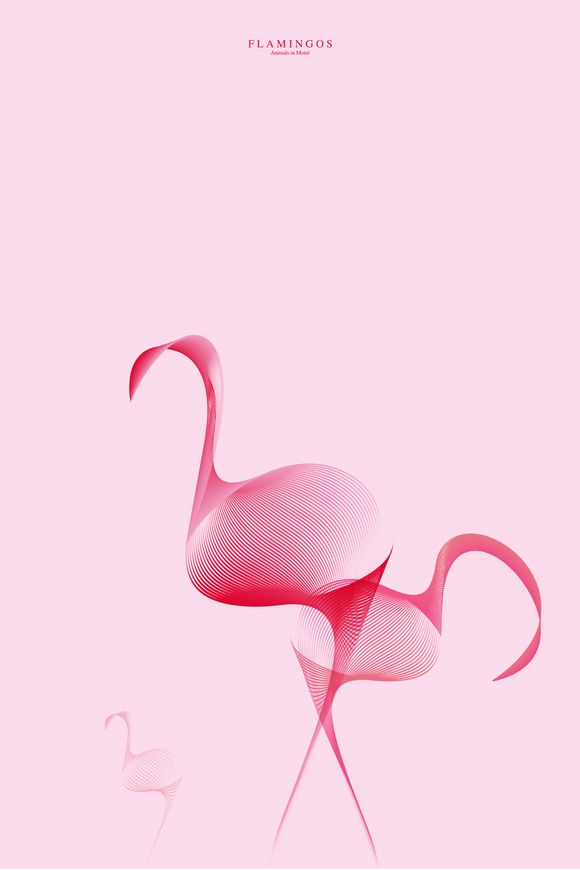 Flamingos illustration moire pattern by Andrea Minini