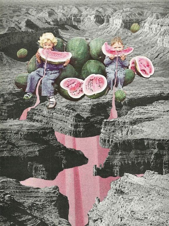 eating watermelons collages 