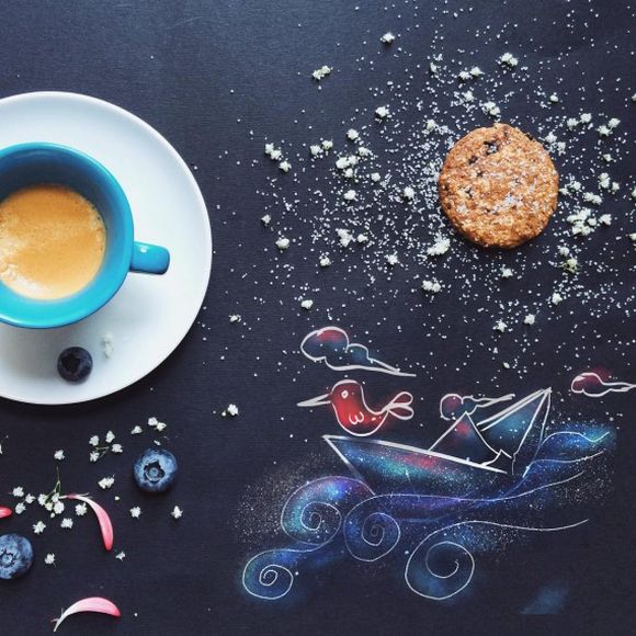 morning coffee with cookies illustration 
