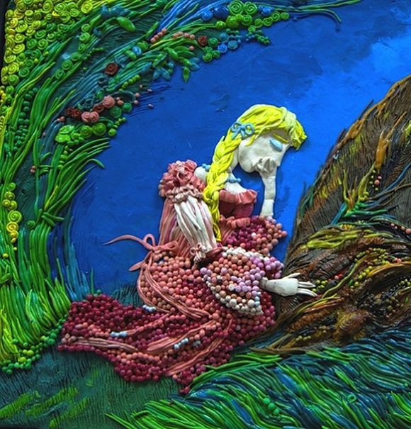 Plasticine painting, fairy tale The Scarlet Flower