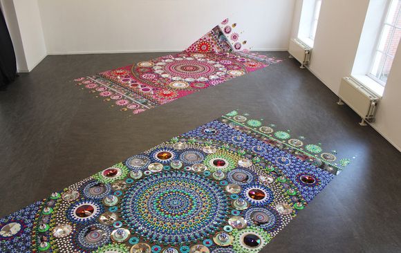 oriental rugs kaleidoscopic installation 