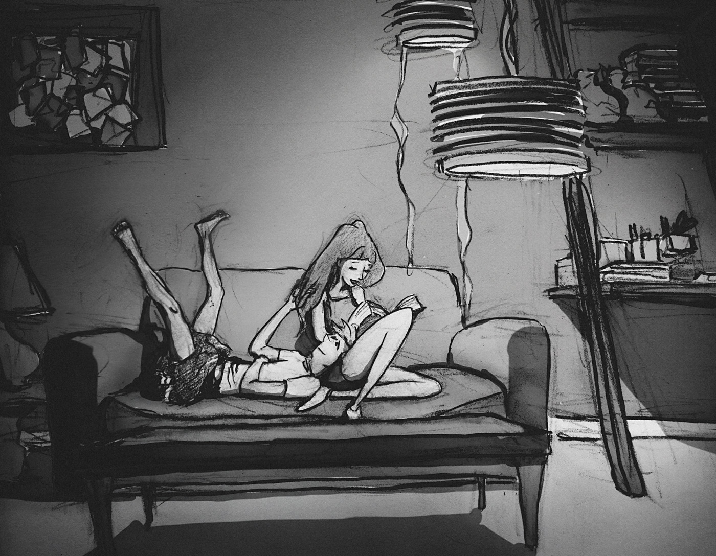 reading a book adorable drawing 