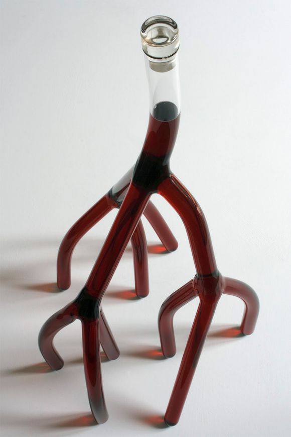 Hand-blown glass wine decanters by Etienne Meneau
