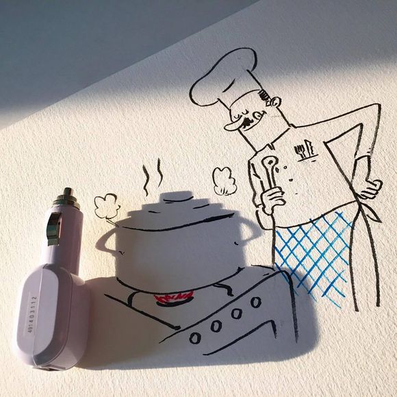 Shadows Of Everyday Objects Into Funny Illustrations